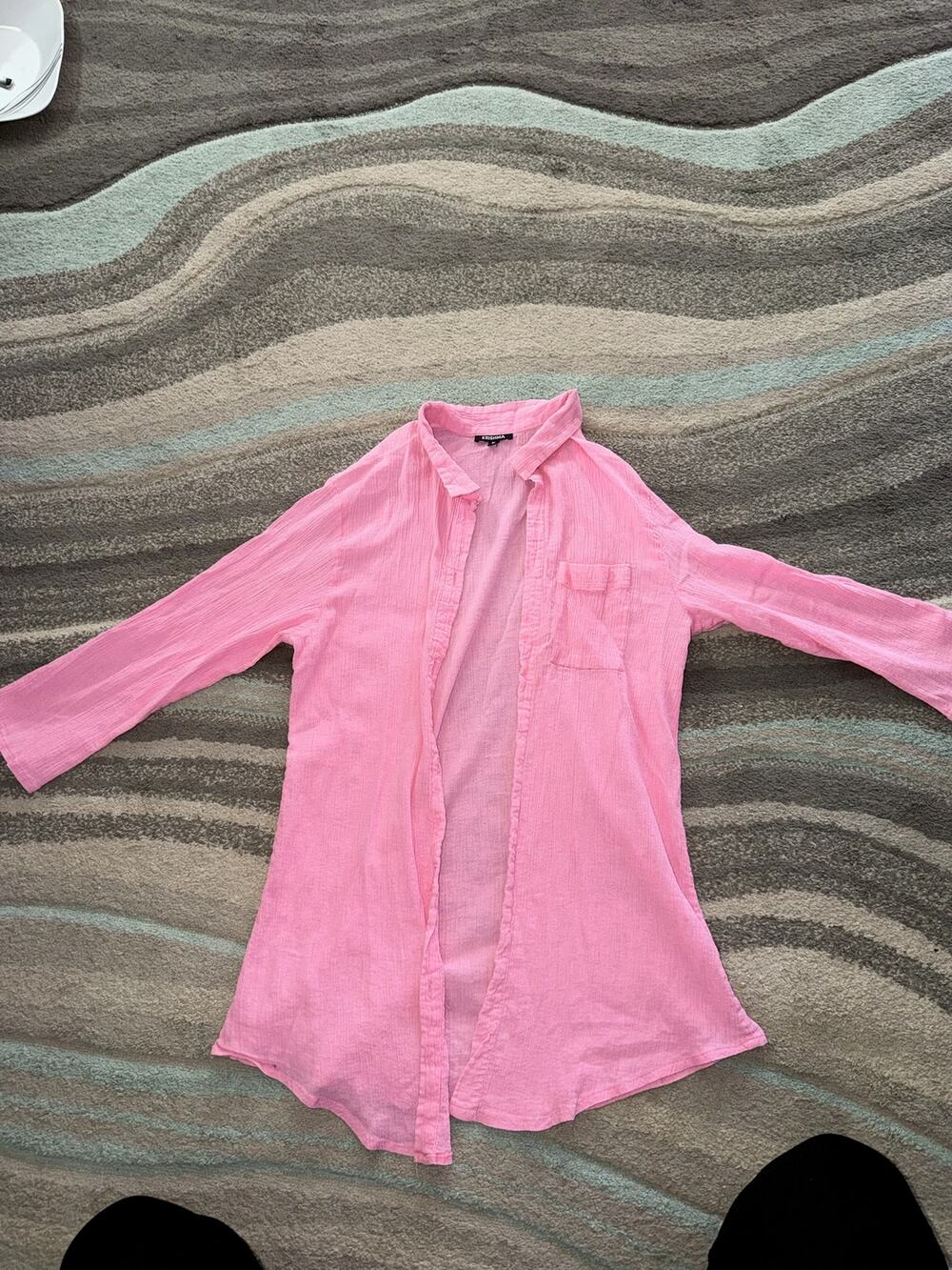 Krishna Lightweight pink krinkle Summer Beach Top Medium